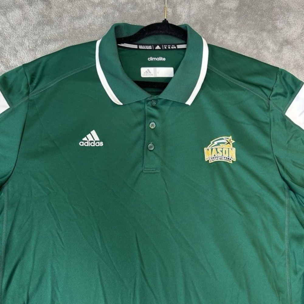 Adidas NCAA George Mason Basketball Polo Shirt Color Green Size Extra Large XL